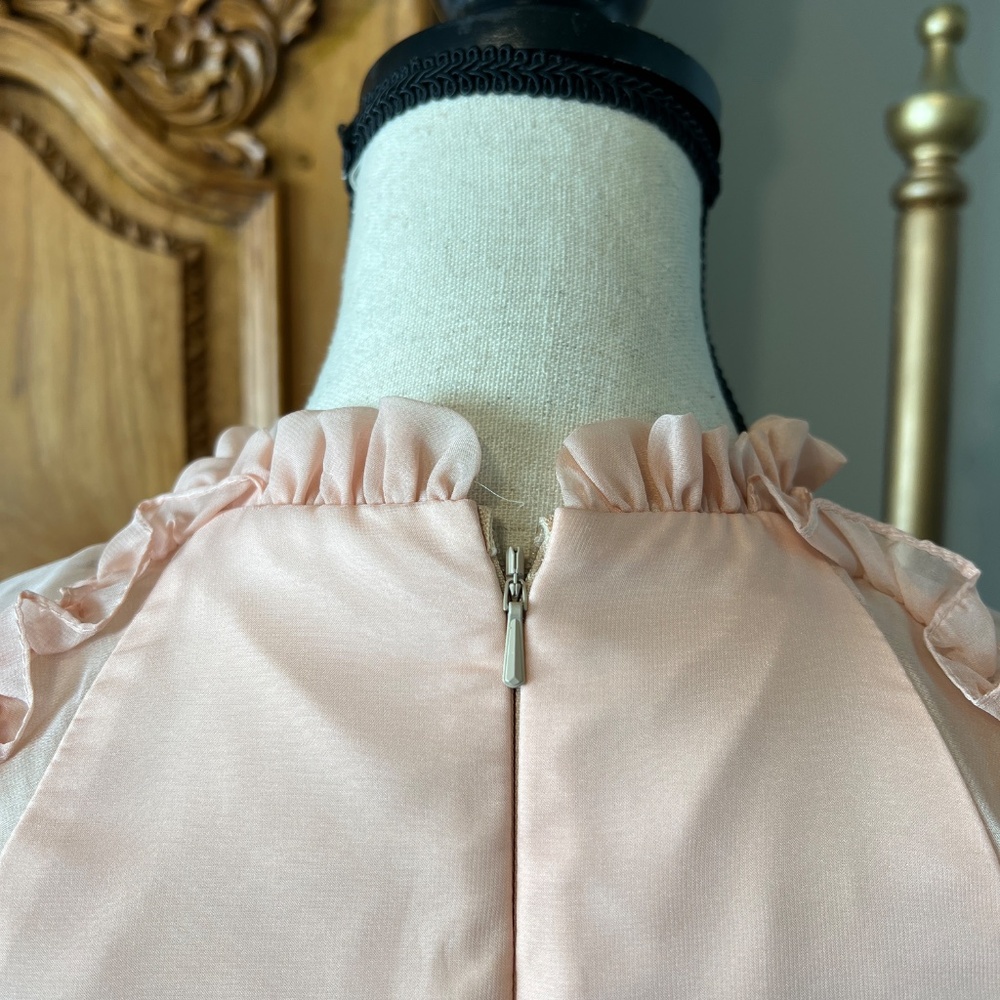 NWT Mac Duggal 2 Apricot Ruffle High Neck Prairie Period Dress 68458 68425 68222 - Picture 5 of 9